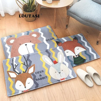 

LOUTASI Soft Flannel Doormat Carpets Couple Cut Animal Printed Absorbent Anti-slip Floor Mats Kitchen Bathroom Rugs 40X60cm