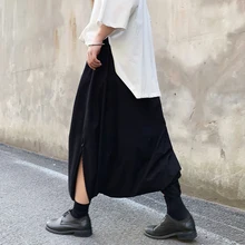 Мужские брюки Kinomo в японском стиле с широкими штанинами, юбки, брюки для мужчин, уличная хип-хоп панк готика, Свободные повседневные штаны-шаровары