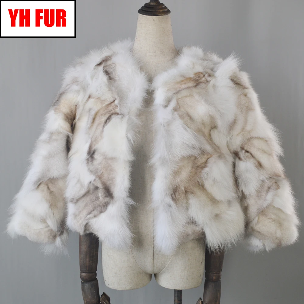 

2019 Women 100% Natural Soft Real Fox Fur Jacket Winter Lady Genuine Fox Fur Overcoat Short Style Slim Fashion Real Fox Fur Coat