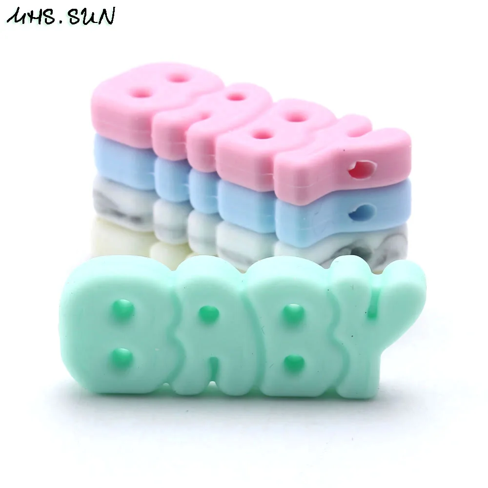 

MHS.SUN 5PCS BPA free baby silicone beads diy chewable teether nursing beads for infant toddler necklace teething jewelry
