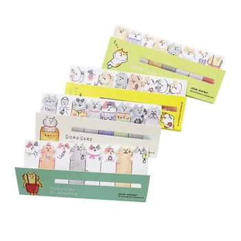 

1 Pack/lot Bookmark Mini lovely Cartoon Stick Marker Notes Cute Cat Memo Pad Reminder Notes For School Office Supplies