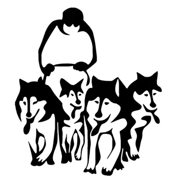 

14.7*16.8CM Husky Dogs And Sledge Vinyl Decal Creative Car Stickers Car Styling Truck Decoration Black/Silver S1-1043