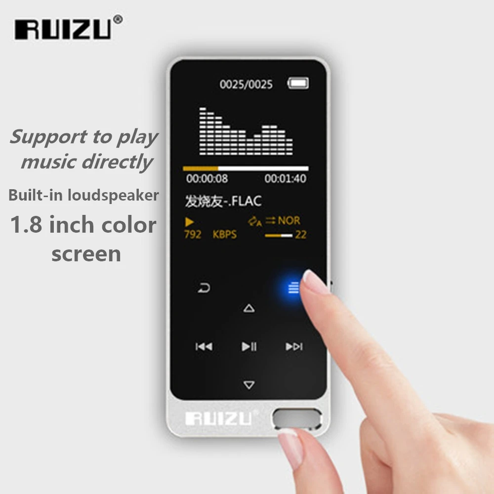 Ruizu X05S 8 ГБ+ Бесплатный подарок ультра-тонкий сенсорный портативный без потерь цифровой спортивный экран Hifi аудио Mp3 мини Музыка Mp3 плеер FM радио