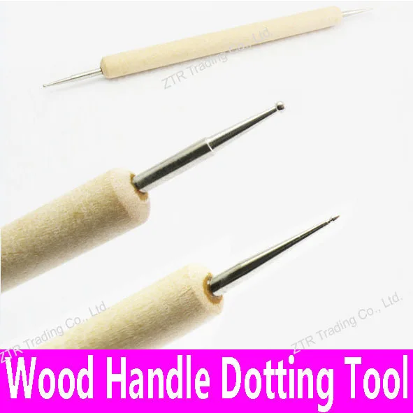 

2end Wood Handle Dotting Tool Nail Art Pen Painting Drawing Stick Dual-ball double way Pencil Picking Putting Tiny Decorations