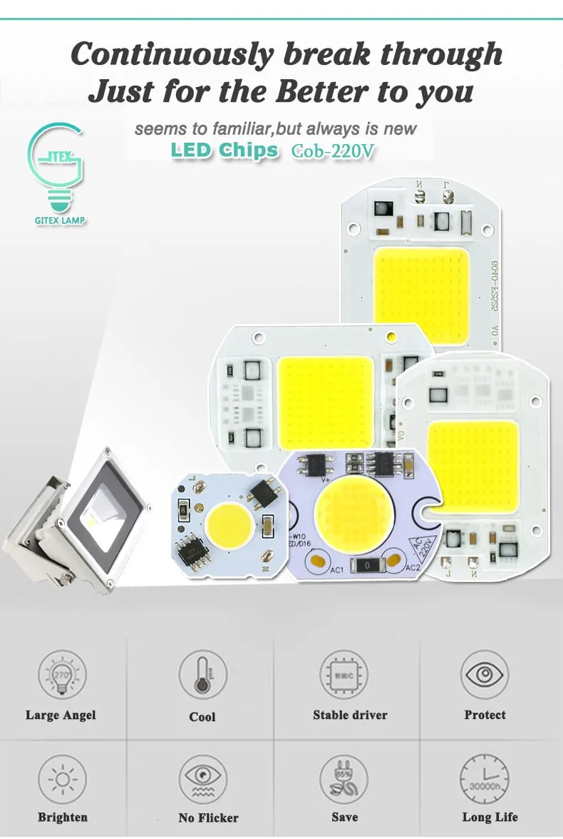 4 шт 220V 240V COB светодиодный светильник чип 10 Вт 15 Вт 20 Вт 30 Вт 50 Вт 100 Вт светодиодный чип лампа умная ИС(интеграционная схема Fit без драйвер для Светодиодный прожектор светильник Точечный светильник