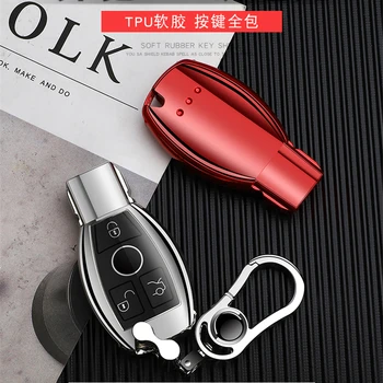 

TPU Car Key Case Cover For Mercedes Benz W203 W210 W211 W124 W202 W204 W212 W176 AMG Accessories Keychain Holder Keyring