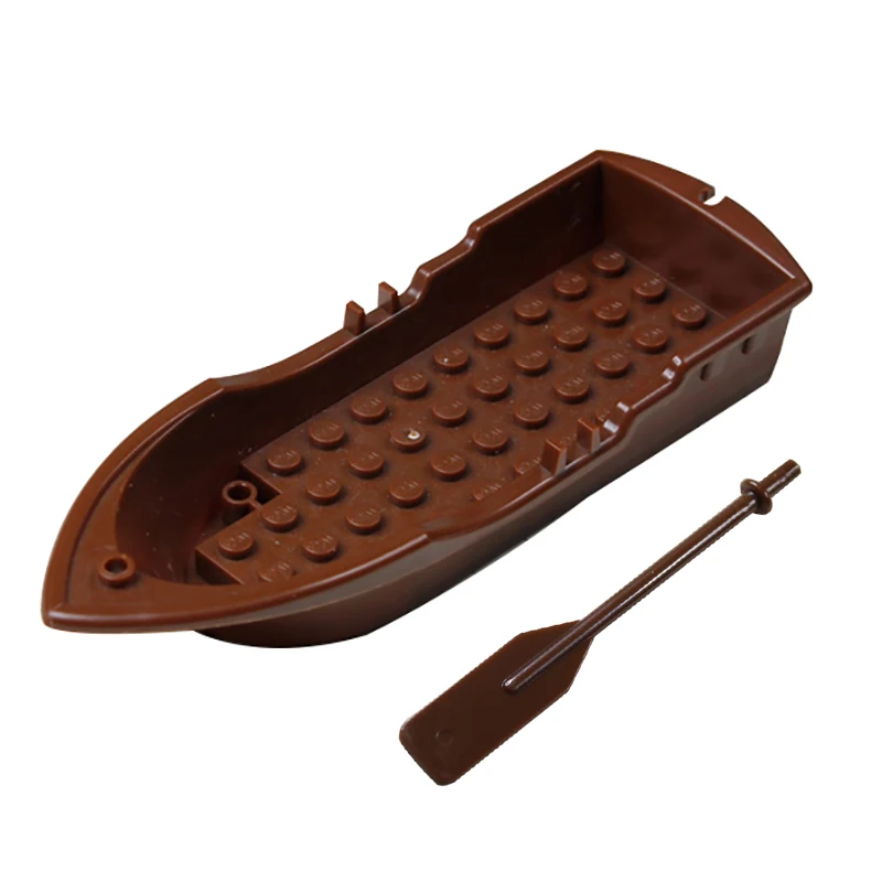 

2Pcs Boat Block Brick Parts Brown Rowing Boat With Paddle Blocks Legoed Raft Ships Assemble Parties Blocks Toys Children Gifts