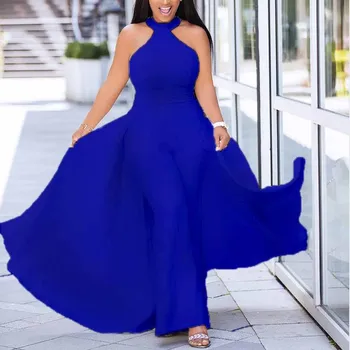 

Summer Sexy Jumpsuit Club Women Jumpsuits Party Casual Blue Wide Leg Pants High Waist Ladies Overalls Backless Female Rompers