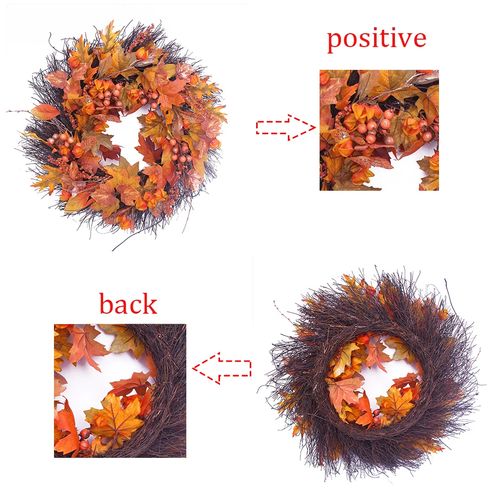55 см осень кленовый лист ягодный венок Хэллоуин День благодарения дверь домашний декор двери венок