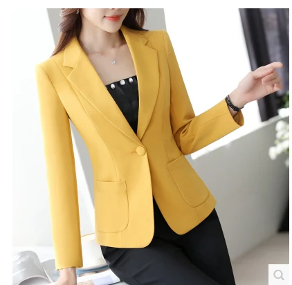 

2018 New Arrival Autumn Winter Women Solid Blazers Elegance Fashion Notched Pockets Full Sleeve Single Button Slim Hot C88916L