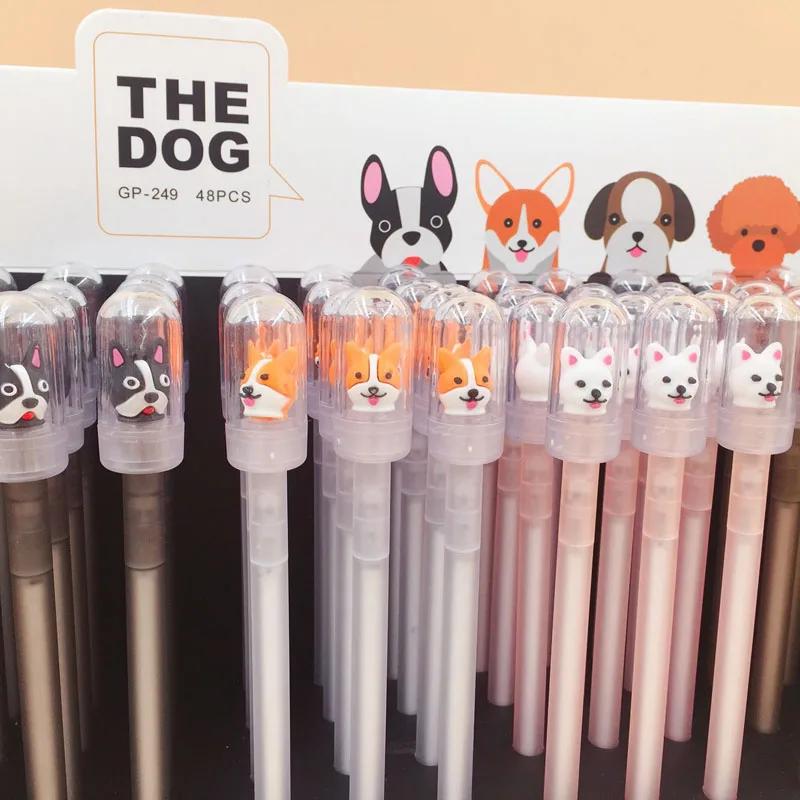 

2X Cute Kawaii Dog Gel Pen Rollerball Pen School Office Supply Kids Gift Student Stationery 0.5mm Black Ink G8-34