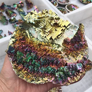 

Colorful Rainbow Bismuth Crystals Plate Bismuth Metal Crystal Specimen Home Ornaments As gift
