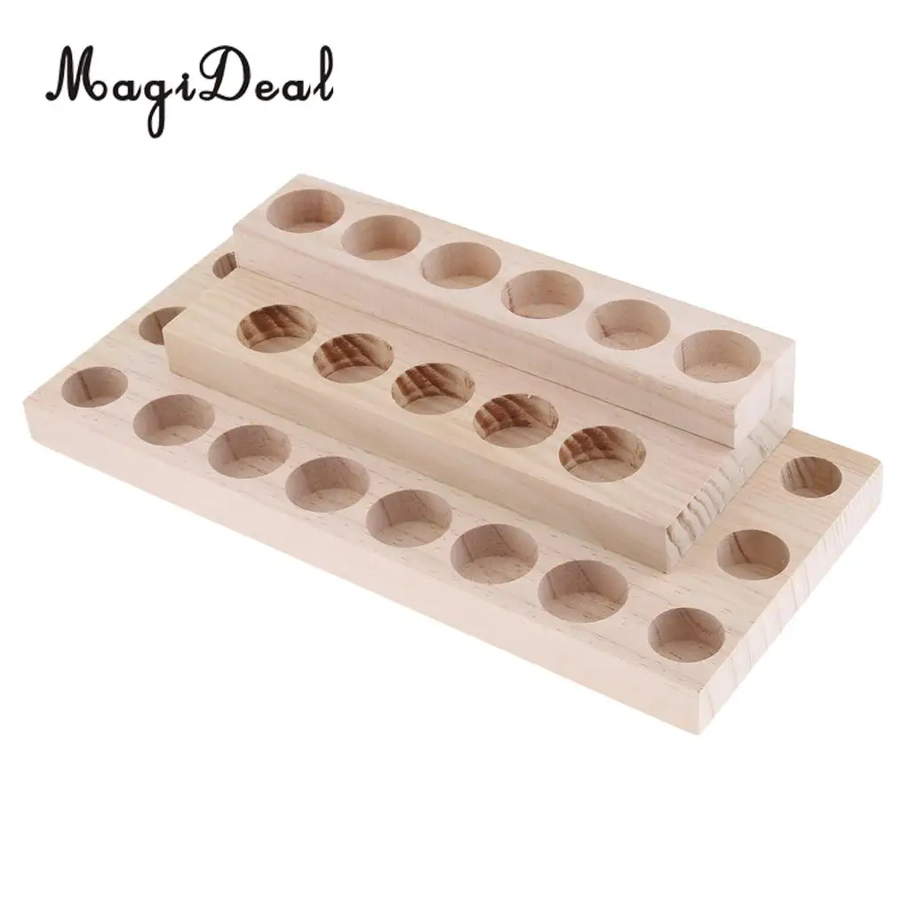 3-Tiers 23 Slots Wood Essential Oils Cosmetic Makeup Display Storage Organizer Holder Stand Rack Shelf