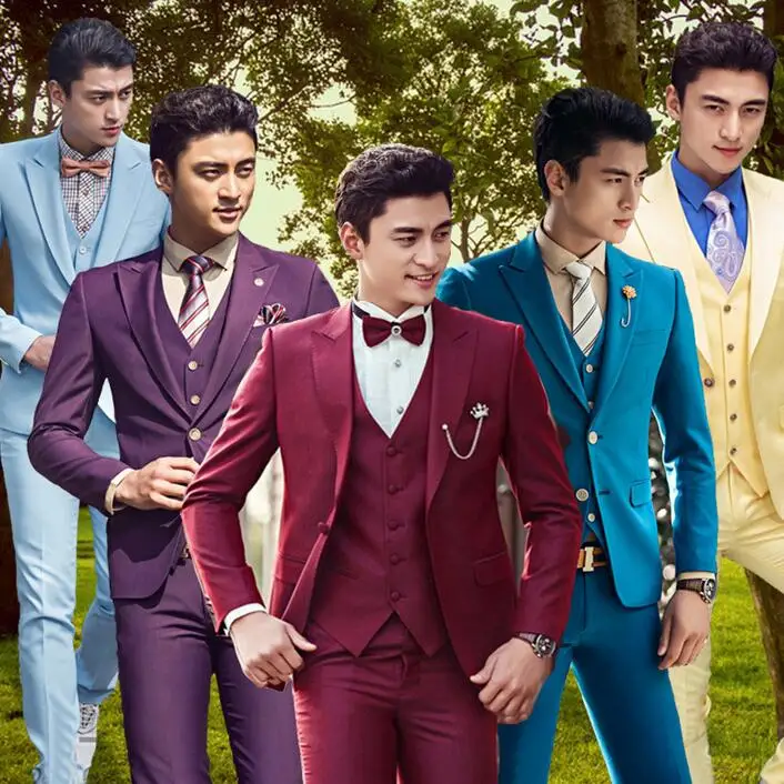 Male slim mens suits set formal dress men's clothing singer dance stage wedding suits for men latest coat pant designs S - 2XL