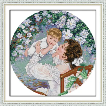 

Mother's love in garden Printed Canvas DMC Counted Chinese Cross Stitch Kits printed Cross-stitch set Embroidery Needlework