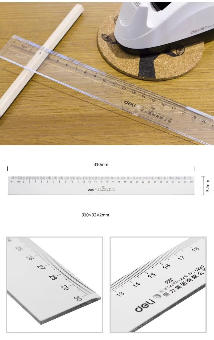 Шт. 10 шт. Прозрачный пластиковая прямая Линейка для см студентов 20 см 30 длинные школьные канцелярские принадлежности Deli 6220
