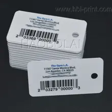 Пластмасовая бирка для ключей карта со струйным штрих-кодом 54*28*0,5 мм дыропробивной настил с покрытием