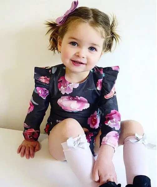 Newborn Baby Girls clothes retro zipper Romper Jumpsuit Long Sleeve
