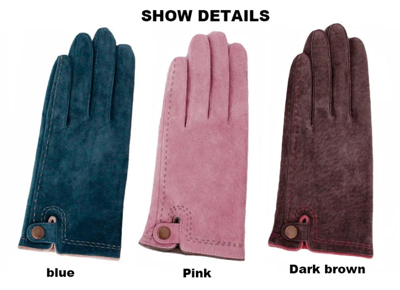 Женские осенние и зимние теплые перчатки ручная нить свиная кожа замшевые кожаные перчатки A2010-5