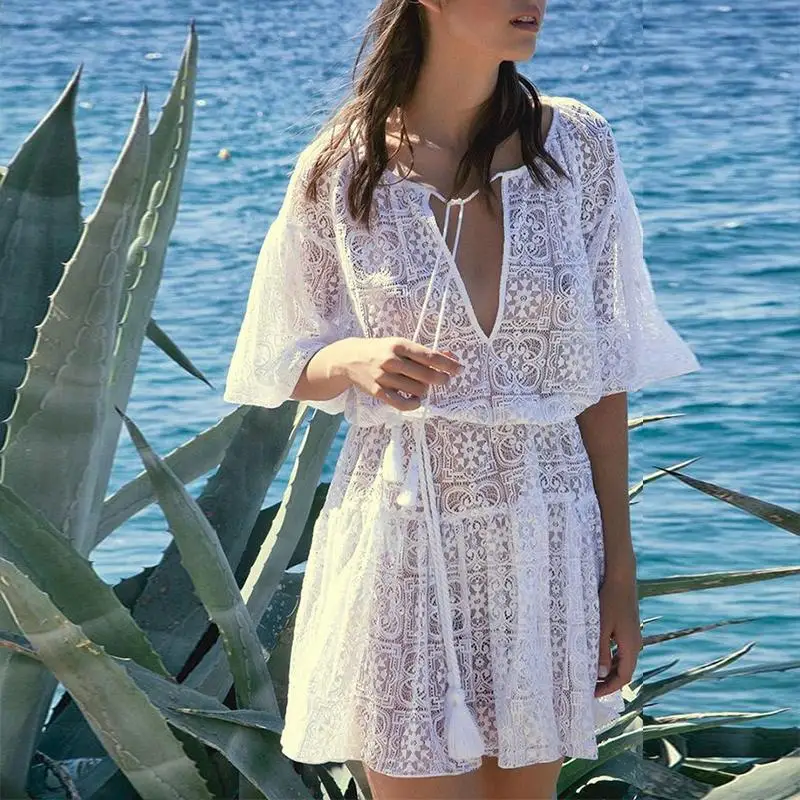 Misswim новинка пляжное платье накидка сетка белый купальник для девушек