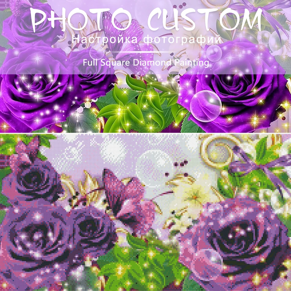 

SaShiKo 5D DIY Diamond Painting! Flowers Photo Private custom! Make Your Own Diamond Painting Full Drill Diamond Rhinestone