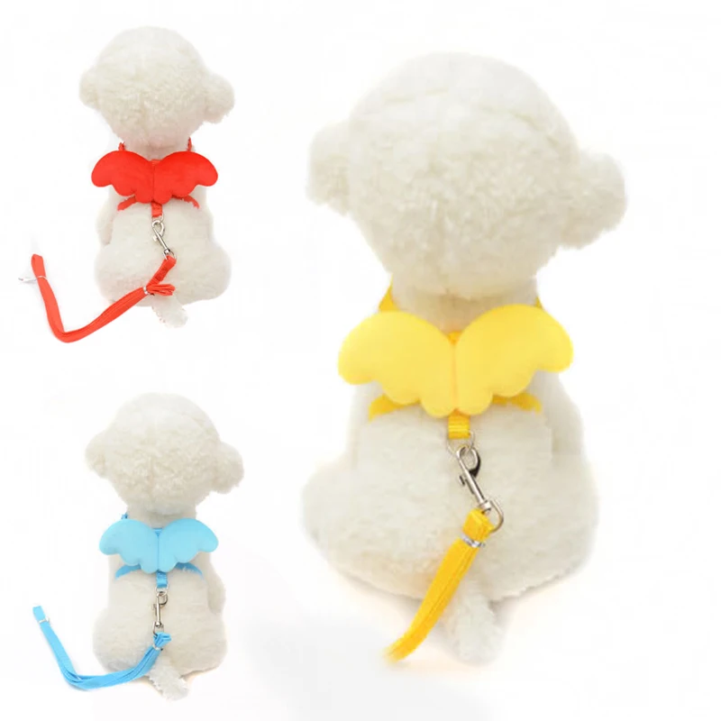 

Cute Small Pet Dog Cat Chest Harness Collar Safety Belt Set Adjustable Outdoor Walking Leash with Rope Angel Wing Costume 15