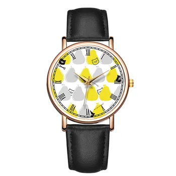 

Lovely Design Watches Women Cute Pig Yellow Pear Dial Wrist Watches Woman Lady Clock Summer Dress Woman Watches Ladies Relojes