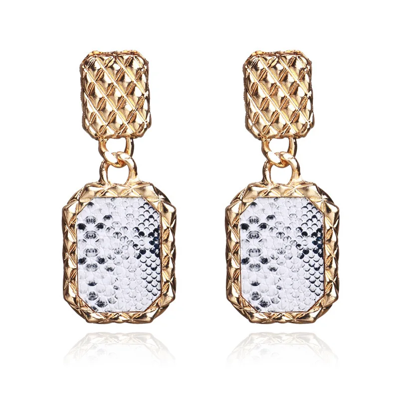 

New fashion jewelry accessories vintage alloy pendant snake print earrings European and American geometric ear jewelry wholesale