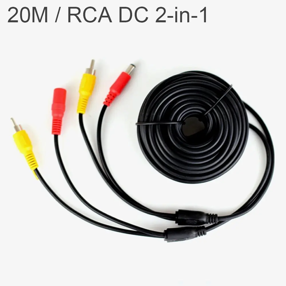 

Car RCA DC Video AV Long Vehicle Extension Cable for Backup Camera CCTV 20 Meters 2 in 1 RCA Video & DC Power Cable