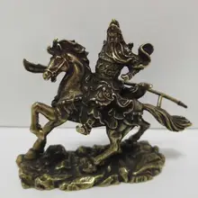 Китайская маленькая статуя из чистой латуни для верховой езды guan gong