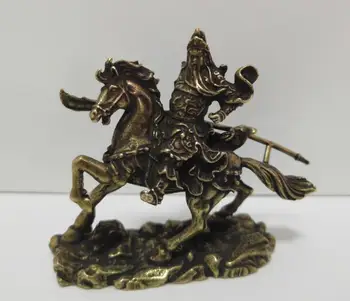 

Chinese pure brass Riding horse guan gong small statue