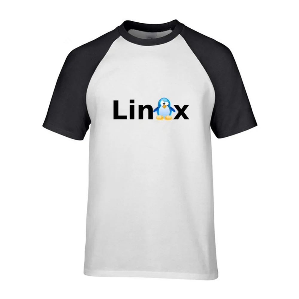 

2018 Fashion Summer Style Black footed penguin LINUX Cotton Funny crew neck printed T Shirt Fashion Plus Size 3XL Male for men