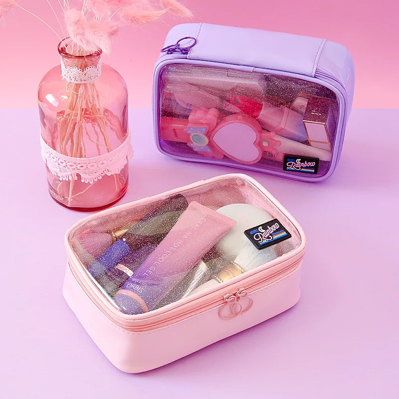 شفافة PVC مستحضرات التجميل حقيبة المكياج فرشاة حالات حقيبة المرأة مخلب ماكياج الحقيبة السفر أدوات الزينة كبيرة تخزين منظم
