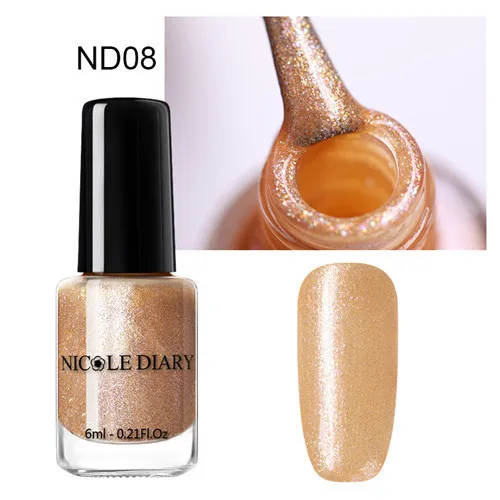 NICOLE DIARY 6ml Peel Off Thermal Nail Polish Glitter Chameleon Color Changing Water-based Manicure Nail Art Varnish - Цвет: S7-ND08