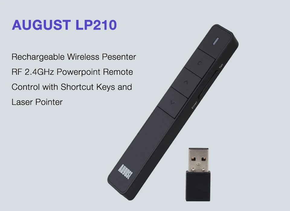 August LP210 Powerpointe Remote Control Slide Clicker