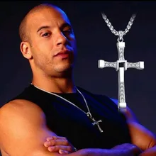 12 pçs/lote rápido e furioso dominic toretto vin novo filme jóias clássico strass pingente sliver cruz colares