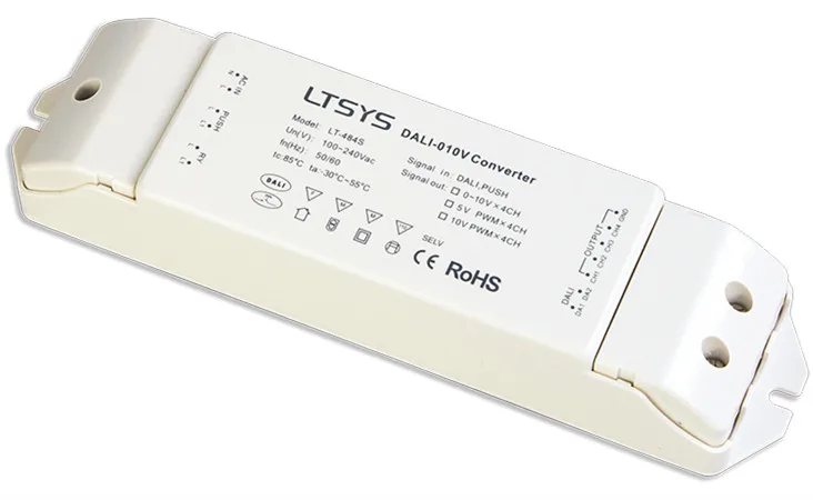 

LT-484S; Dimming signal converter;DALI, PUSH DIM signal input;0-10V x4CH(Default)/5V PWM x4CH/10V PWM x4CH output