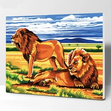 LoveThe lions DIY цифровая картина маслом по номерам Европа абстрактная хлопковая картина для гостиной картина без рамки 40x50