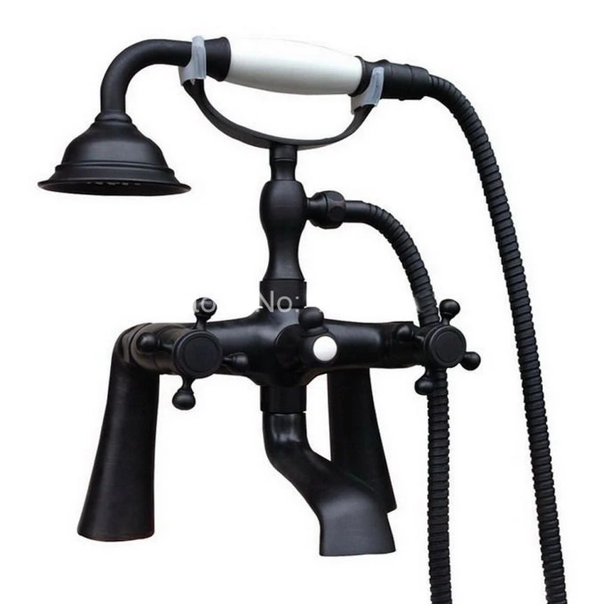 

Luxury Black Shower Swivel Faucet Telephone Style Deck Mounted Bathtub Shower Hot and Cold Water Faucet ZR058