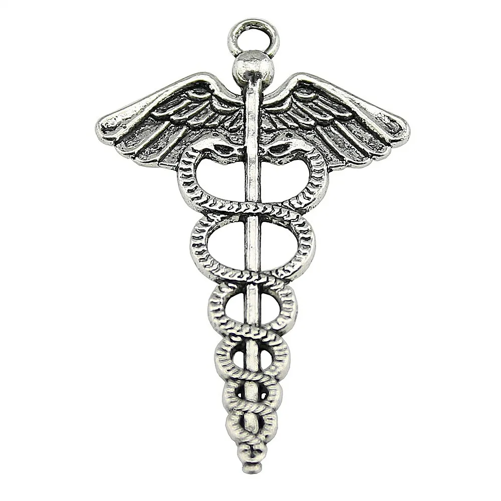 

4pcs Caduceus Medical Symbol Pendant 2 Colors Caduceus Medical Symbol Charms Charm Caduceus Medical Symbol 49x30mm