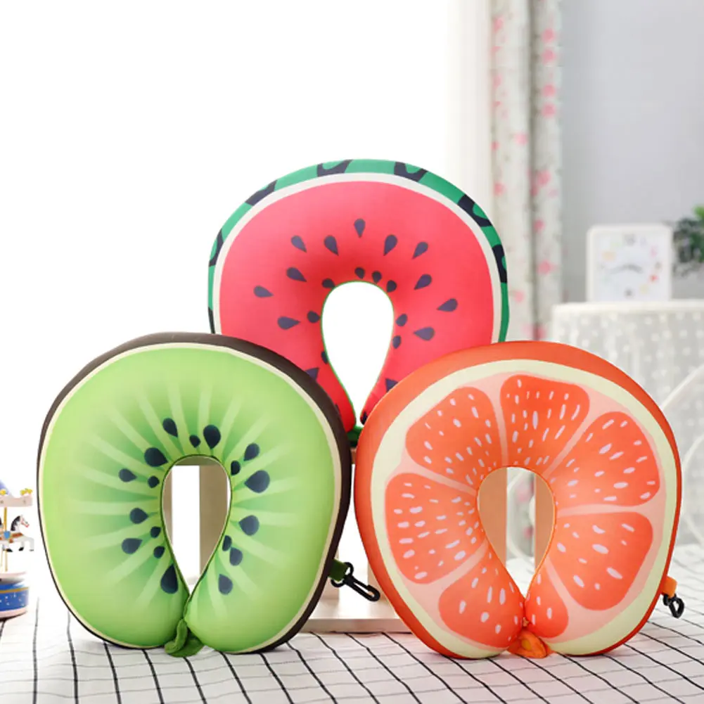 

U-Shape Travel Pillow Neck Sleeping Cervical Microbead for Car Soft Cushion looks like Fruit Nanoparticles for Home Textile