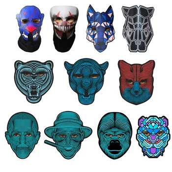

Cool Face Mask Halloween LED Glowing Mask Voice control Light Cosplay Luminous Flash Masks Party Prop Masquerade Masks Carnaval