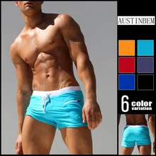 Купальные костюмы AUSTINBEM купальники мужские новые сексуальные передний карман мужские шорты для плаванья молния мужские плавки заводская цена 236