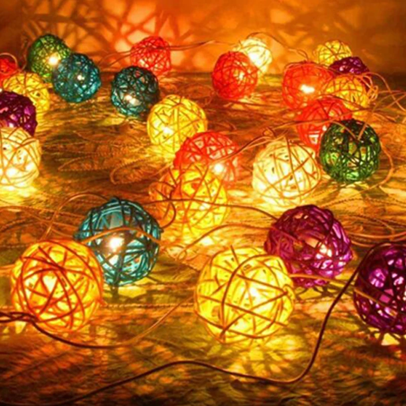 Рождественские солнечные огни Открытый 5 м 20LED гирлянда из ротанга свет