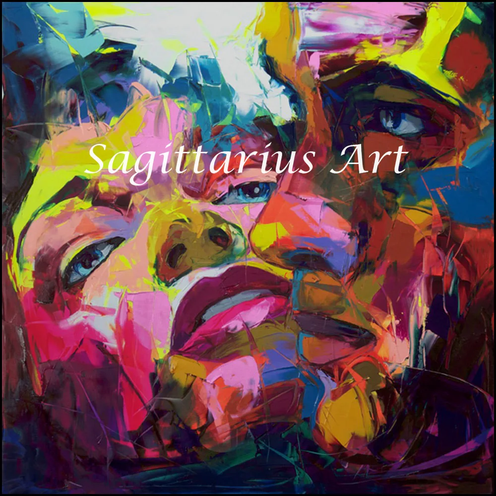

Hand Painted Francoise Nielly Designers Palette knife Abstract Oil Painting Canvas High quality Home Living room face Fine Art