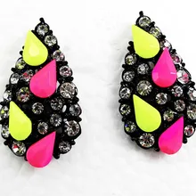 Не обесцвечивающиеся дизайнерские женские длинные серьги с прозрачными кристаллами e49