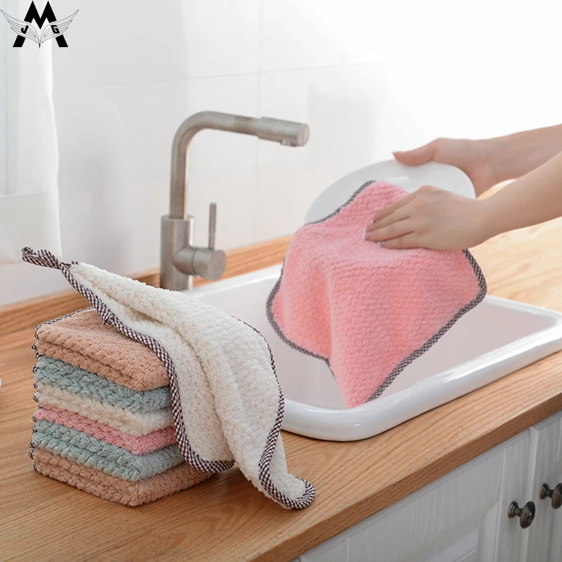 

Coral Fleece Absorbent Microfiber Kitchen Dish Cloth High-efficiency Tableware Household Cleaning Towel Kitchen Tools Gadgets