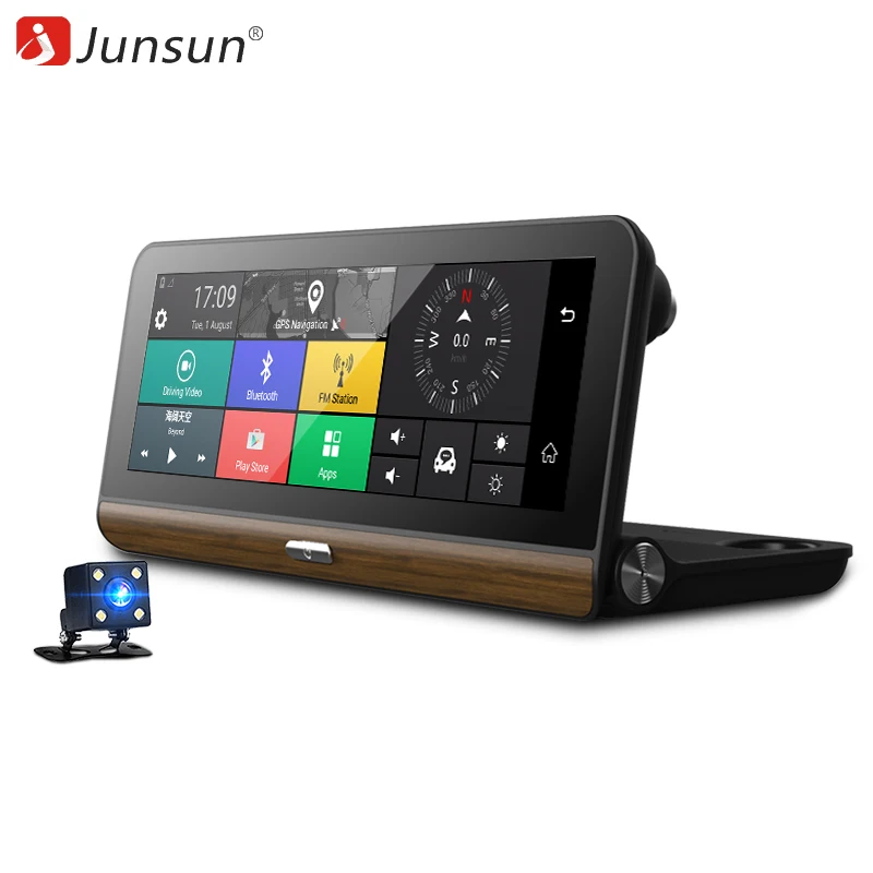 Junsun Car DVR Camera 4G Поддерживается плюс 7.80 &quotAndroid 5.1 GPS BT Dash Cam Регистратор