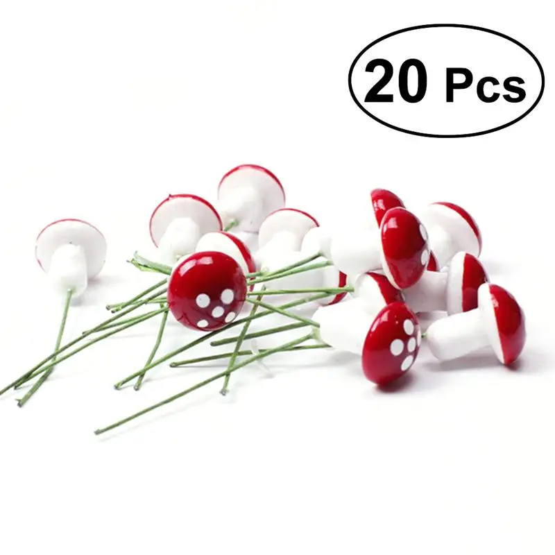 10/20 штук Мини пенный гриб для садовое украшение миниатюрное цветочных горшках бонсай микро пейзаж Декор(красный - Цвет: 20pcs