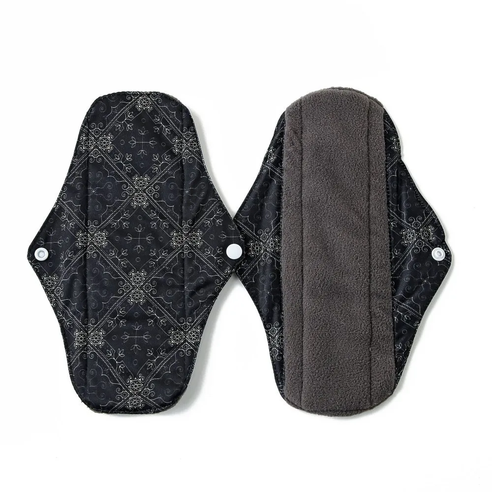 

2019 bamboo charcoal fleece inner cloth menstrual pads for regular flow, women reusable napkin pads 08